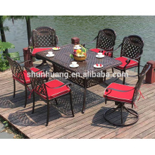 Patio outdoor furniture cast aluminum chairs and table 7pcs garden metal dining sets